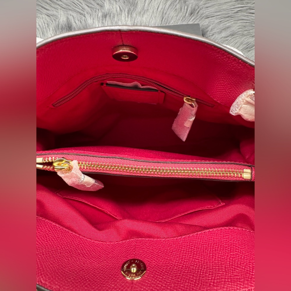 Coach Minetta Bright Pink Crossgrain Leather Shoulder Bag & Matching Wallet Set - Picture 4 of 13